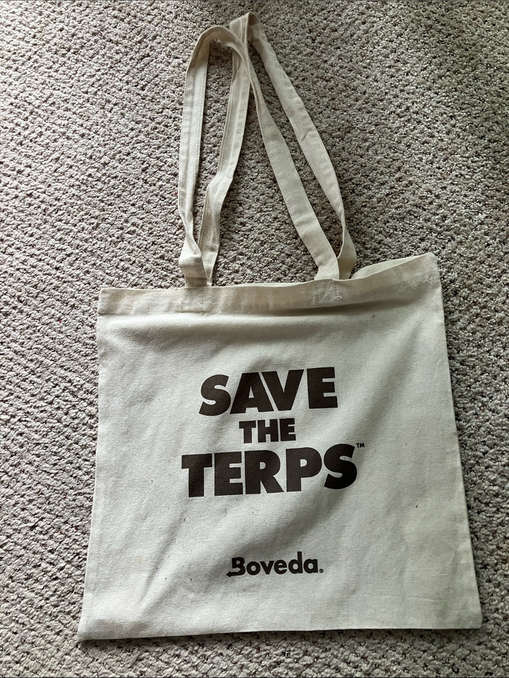 Save The Terps Boveda Canvas Tote - Cream with Black Print